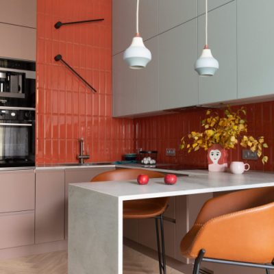 Orange Tiles backsplash